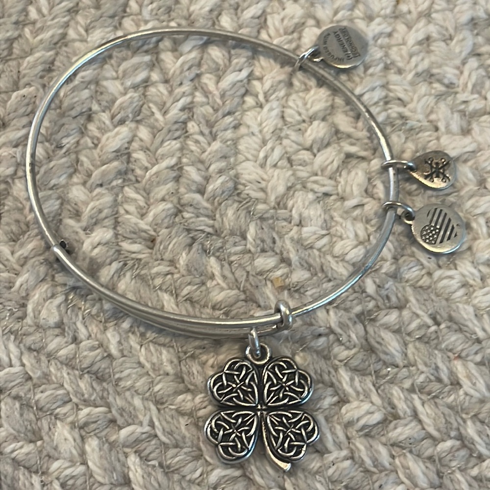 Alex and Ani Four Leaf Clover Bangle Bracelet - Silver